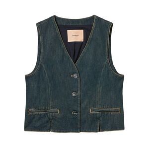 TWIN-SET Women's Denim Vest Women DENIM Coats & Jackets